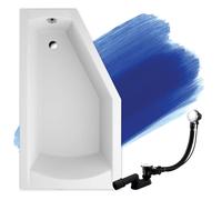 Baignoire Bain d'angle 160x90 Gauche, Siphon de bain et pieds - 3en1 - SELENA