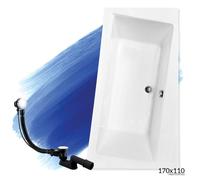 Baignoire Bain d'angle 170x110 Droite, Siphon de bain et pieds 3en1 - INFINITY
