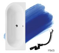 Baignoire Bain d'angle 170x75 Droite, Siphon de bain et pieds - Set 3en1 - AVITA
