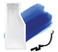 BADLAND Baignoire d'angle Integra GAUCHE 170x75 avec paroi en verre, bonde et pieds S sans habillage
