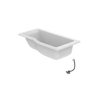 Baignoire bain douche 150 x 80 cm droite Connect Air + vidage Blanc