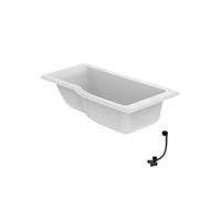Baignoire bain douche 150 x 80 cm droite Connect Air + vidage Noir mat