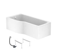 Baignoire bain douche 150 x 80 cm gauche IDEAL STANDARD Connect Air + tablier + pieds + vidage Blanc
