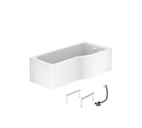 Baignoire bain douche 170 x 80 cm droite Connect Air + tablier + pieds + vidage Blanc