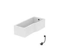 Baignoire bain douche 170 x 80 cm droite Connect Air + tablier + vidage Noir mat