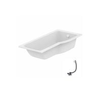 Baignoire bain douche 170 x 80 cm droite Connect Air + vidage Blanc