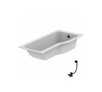 Baignoire bain douche 170 x 80 cm droite Connect Air + vidage Noir mat