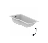 Baignoire bain douche 170 x 80 cm gauche Connect Air + vidage Noir mat
