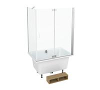 Baignoire bain douche JACOB DELAFON Capsule, compacte + pare bain en angle 140 x 90 cm