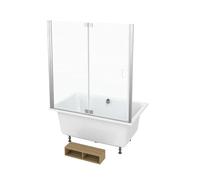 Baignoire bain douche JACOB DELAFON Capsule, compacte + pare bain en niche 120 x 80 cm