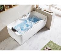 Vente-unique - Baignoire balnéo - 150 x 75 x 54,5 cm - Blanche - Angle droit - 1 place - 140 L - GAVINO