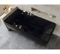 Baignoire balnéo - 150 x 75 x 54,5 cm - Noire - Angle gauche - 1 place - 140 L - GAVINO