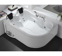 Vente-unique - Baignoire balnéo - 181 x 121 x 65 cm - Blanche - Angle gauche - 2 places - 385 L - RAFINA
