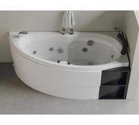 Baignoire balnéo asymétrique avec niches - 150 x 100 cm - Blanche - Angle droit - 1 place - LUANA