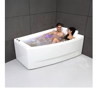 Baignoire Balnéo D'angle 2 Personnes Sangha Duo Wave Droite 170 X120 X63 Cm, By Spalina - Blanc - 170 x120 x63 cm