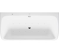 Baignoire balnéo Duravit Collection One, paroi avant, double dos inclinés, habillage sans soudure, garniture de vidage et de trop-plein blanche, système Air, 1800x870mm, 760615000AS0000