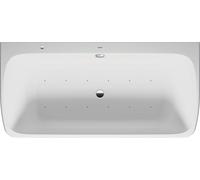 Baignoire balnéo Duravit Collection One, paroi avant, double dos inclinés, habillage sans soudure, garniture de vidage et de trop-plein blanche, système Air, 1800x870mm, 760615000AS0000