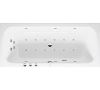 Baignoire balnéo Duravit Collection One, version à encastrer, double dos inclinés, bâti-support, garniture de vidage et de trop-plein, système Combi P, 1800x800mm, 760614000CP1000