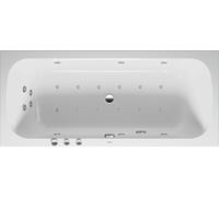 Baignoire balnéo Duravit Collection One, version à encastrer, double dos inclinés, bâti-support, garniture de vidage et de trop-plein, système Combi P, 1800x800mm, 760614000CP1000