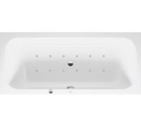 Baignoire balnéo Duravit Collection One, version à encastrer, double dos inclinés, bâti-support, garniture de vidage et de trop-plein, système Air, 1800x800mm, 760614000AS0000