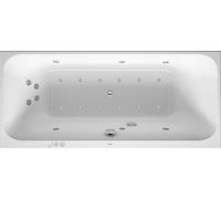 Baignoire balnéo Duravit Happy D.2, version à encastrer, double dos inclinés, bâti-support, garniture de vidage et de trop-plein, Combi-Système P, 1800x800mm, 760314000CP1000