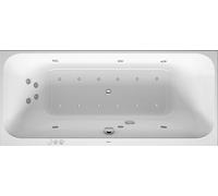 Baignoire balnéo Duravit Happy D.2, version à encastrer, double dos inclinés, bâti-support, garniture de vidage et de trop-plein, Combi-Système P, 1800x800mm, 760314000CP1000