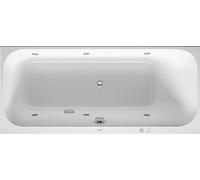Baignoire balnéo Duravit Happy D.2, version à encastrer, simple dos à droite, bâti-support, garniture de vidage et de trop-plein, système Jet, 1600x700mm, 760309000JS1000