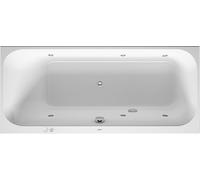 Baignoire balnéo Duravit Happy D.2, version à encastrer, simple dos à gauche, bâti-support, garniture de vidage et de trop-plein, système Jet, 1700x750mm, 760312000JS1000
