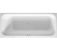 Baignoire balnéo Duravit Happy D.2, version à encastrer, simple dos à gauche, bâti-support, garniture de vidage et de trop-plein, système Air, 1700x750mm, 760312000AS0000