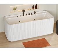 Baignoire balnéo striée - 170 x 80 x 58 cm - Blanche - 265 L - SIZORA