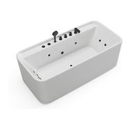 Baignoire balnéo striée - 170 x 80 x 58 cm - Blanche - 265 L - SIZORA