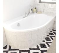 Baignoire d'angle 140x70 droite avec revêtement en polystyrène, écoulement & pieds S | Set complet 4en1 baignoire originale acrylique siphon | BADLAND MIKI
