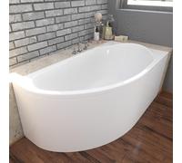 Baignoire d'angle 140x70 droite avec tablier acrylique, bonde & pieds S | Set complet 4en1 baignoire originale acrylique siphon | BADLAND MIKI