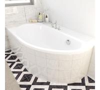 Baignoire d'angle 140x70 gauche avec revêtement en polystyrène, écoulement & pieds S | Set complet 4en1 baignoire originale acrylique siphon | BADLAND MIKI