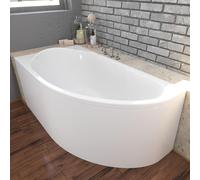 Baignoire d'angle 140x70 gauche avec tablier acrylique, vidage & pieds S | Set complet 4in1 baignoire originale acrylique siphon | BADLAND MIKI