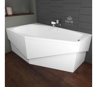 Baignoire d'angle 140x80 droite avec tablier acrylique, bonde & pieds S | Set complet 4en1 baignoire originale acrylique siphon | BADLAND MARIKA