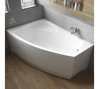 Baignoire d'angle 140x80 gauche avec tablier acrylique, bonde & pieds S | Set complet 4en1 baignoire originale acrylique siphon | BADLAND FRIDA
