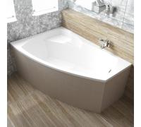 Baignoire d'angle 150x100 droite avec revêtement en polystyrène, écoulement & pieds S | Set complet 4in1 baignoire originale acrylique siphon | BADLAND FRIDA