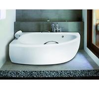 Baignoire d'angle 150x70 droite avec tablier acrylique + poignées + appui-tête, écoulement & pieds S | Set complet 6in1 | BADLAND MILENA PREMIUM