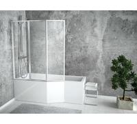 Baignoire d'angle 150x75 gauche avec tablier acrylique, bonde & pieds S | Set complet 4en1 baignoire acrylique originale siphon | BADLAND INTEGRA
