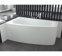 Baignoire d'angle 150x80 gauche avec tablier acrylique, bonde & pieds S | Set complet 4en1 baignoire originale acrylique siphon | BADLAND LUNA