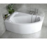 Baignoire d'angle 160x100 gauche avec tablier acrylique, bonde & pieds S | Set complet 4en1 baignoire originale acrylique siphon | BADLAND RIMA