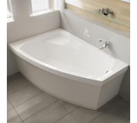 Baignoire d'angle 160x105 gauche avec tablier acrylique, bonde & pieds S | Set complet 4en1 baignoire acrylique originale siphon | BADLAND FRIDA