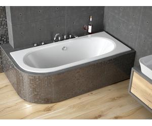 Baignoire d'angle 160x75 droite avec revêtement en polystyrène, écoulement & pieds S | Set complet 4in1 baignoire originale acrylique siphon | BADLAND AVITA SLIM