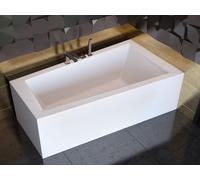 Baignoire d'angle 160x90 droite avec tablier acrylique, vidage & pieds S | Set complet 4in1 baignoire originale acrylique siphon | BADLAND INTIMA