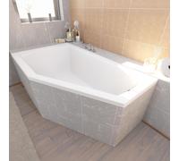Baignoire d'angle 160x90 gauche avec revêtement en polystyrène, écoulement & pieds S | Set complet 4en1 baignoire originale acrylique siphon | BADLAND SELENA