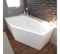 Baignoire d'angle 160x90 gauche avec tablier acrylique, vidage & pieds S | Set complet 4in1 baignoire originale acrylique siphon | BADLAND SELENA