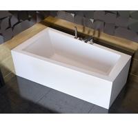 Baignoire d'angle 160x90 gauche avec tablier acrylique, vidage & pieds S | Set complet 4in1 baignoire originale acrylique siphon | BADLAND INTIMA