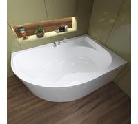 Baignoire d'angle 170x110 droite avec tablier acrylique, bonde & pieds S | Set complet 4en1 baignoire originale acrylique siphon | BADLAND DORA