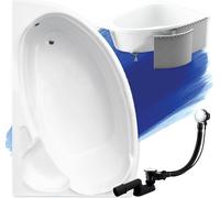Baignoire d'angle 170x110 gauche avec revêtement en polystyrène, écoulement & pieds S | Set complet 4en1 baignoire originale acrylique siphon | BADLAND FINEZJA